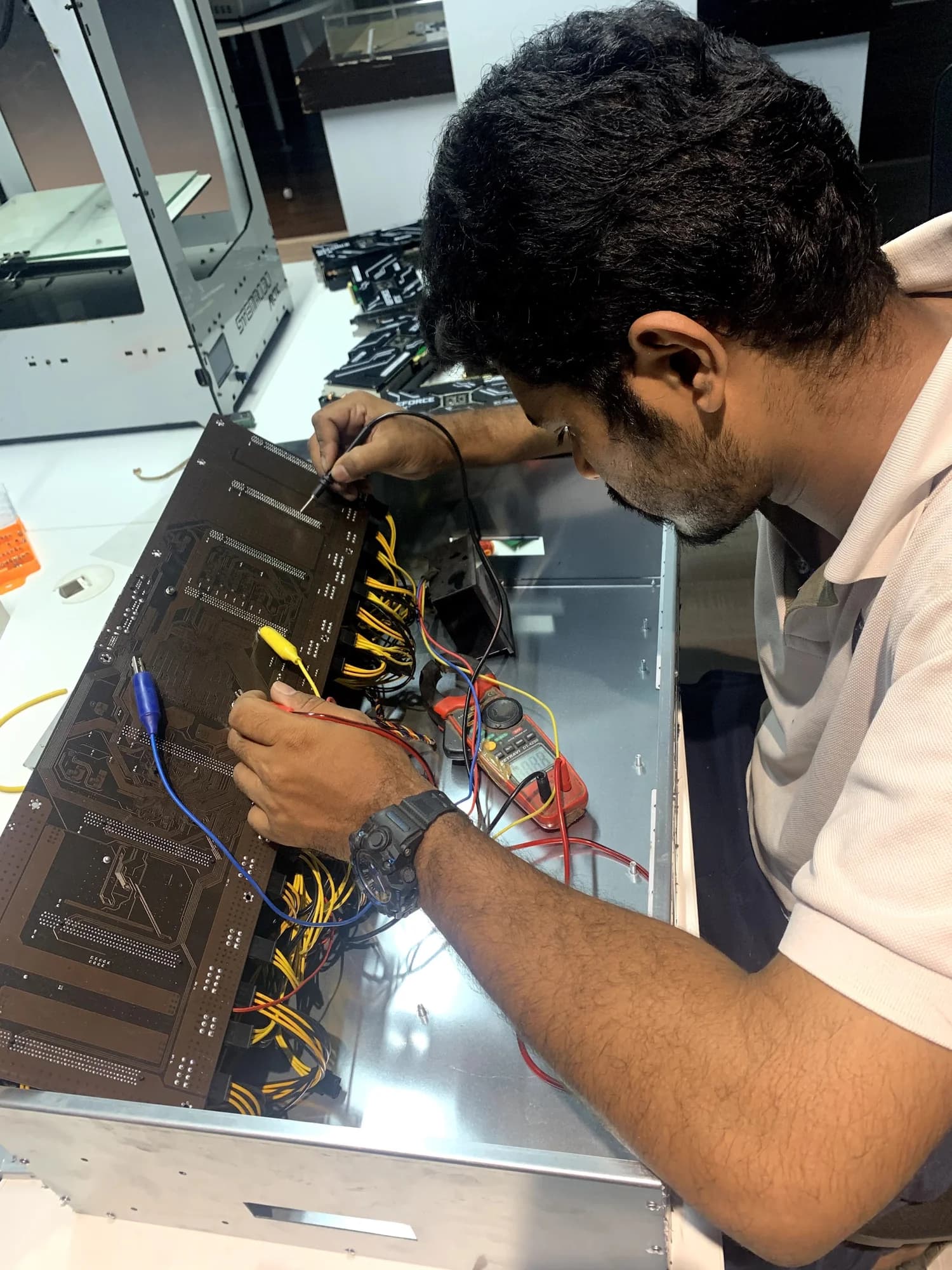 Motherboard and electrical circuit multimeter diagnostic testing