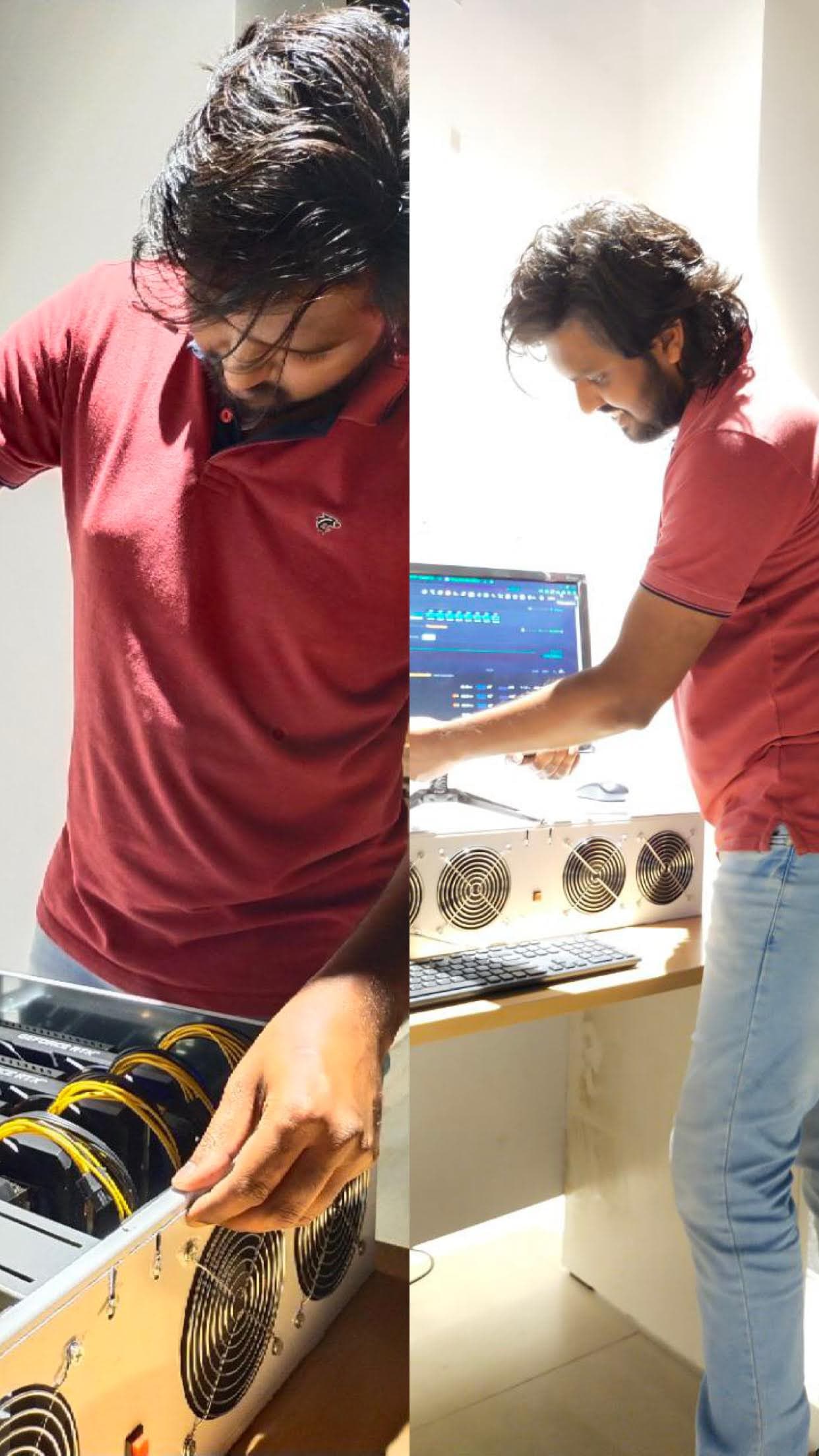High-density multi-GPU mining array with cooling